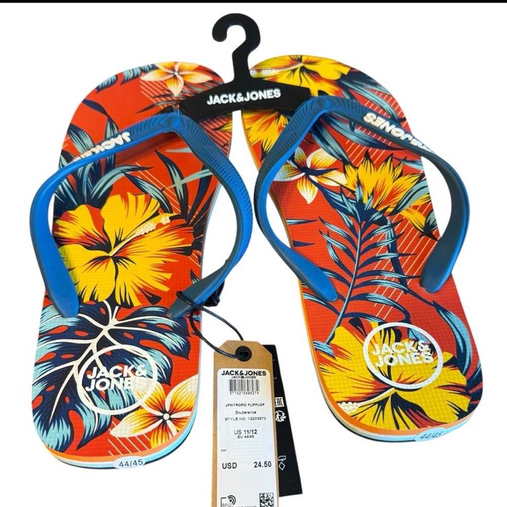 Men’s Jack & Jones tropic flip flop. “Exuberance” Size 11/12. New!